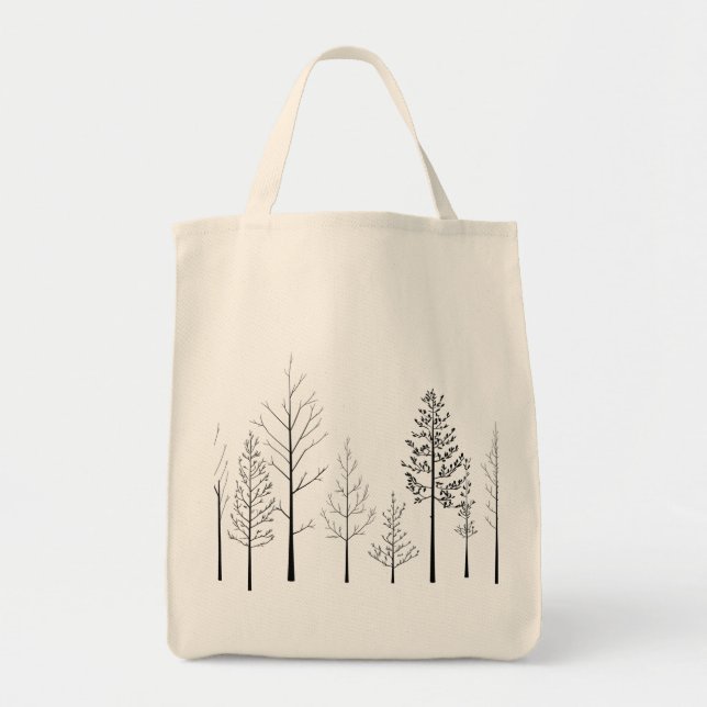 Waldflüster - Minimalistischer Baum Silhouett Tragetasche (Vorne)