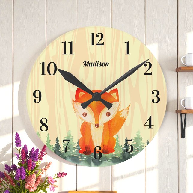 Waldfox Orange Gelbwald Runde Wanduhr (Von Creator hochgeladen)