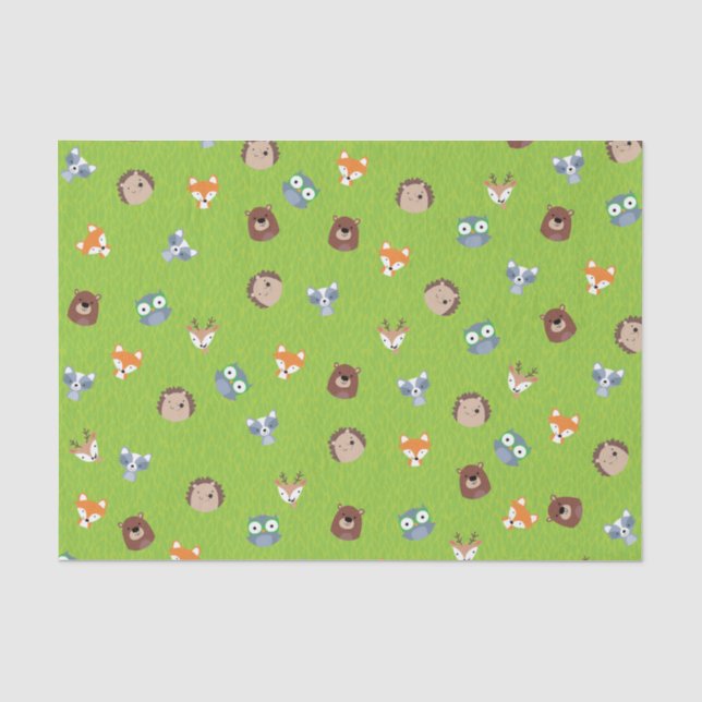 Waldfreunde - Fox-Bärraccoon-Igels-Rotwild Seidenpapier (Vorderseite)