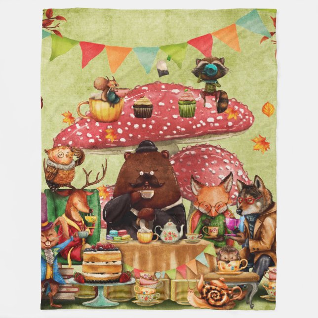 Waldfreunde im Teatime im Wald Fleecedecke (Vorderseite)