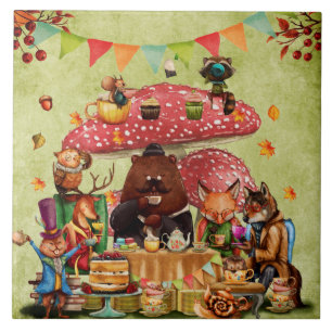 Waldfreunde im Teatime im Wald Fliese