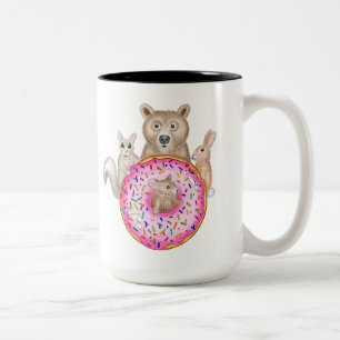 Waldfreunde und Donut Whimsical Illustrierte Tasse
