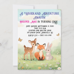 Waldfreunde zum ersten Geburtstag Einladung