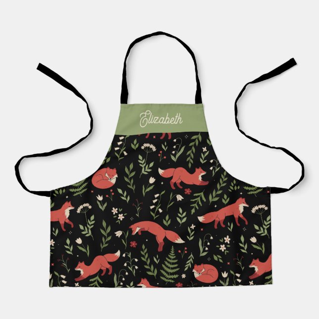 Waldfuchs Botanische Personalisierte Kinder Schürze (Vorderseite)