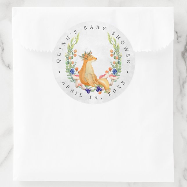 Waldfuchs | Forest Baby Dusche Gefallen Runder Aufkleber (Tasche)
