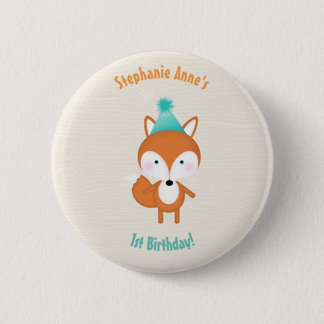 Waldfuchs mit Balloons Button (Vorderseite)