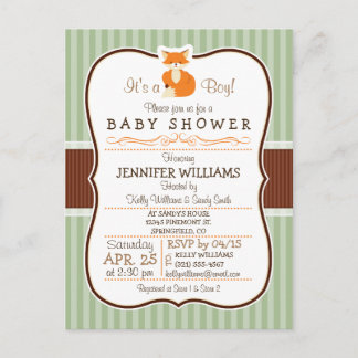 Waldfuchs; Orange, Hülle, Braun-Babydusche Einladungspostkarte