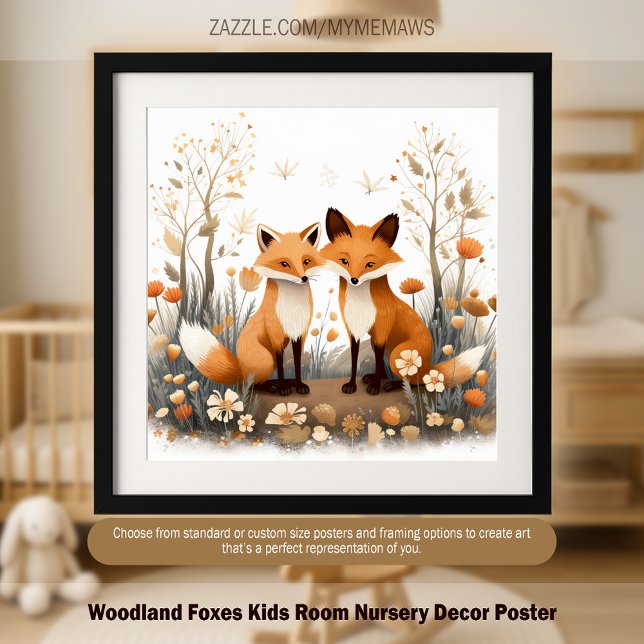 Waldfüchse Kinderzimmer Kinderzimmer Dekoration Po (Woodland Foxes Kids Room Nursery Decor Poster)