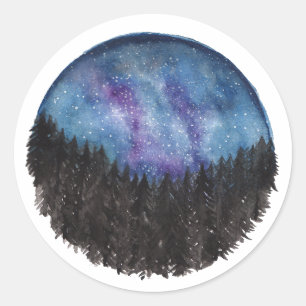 Waldgalaxie-Aufkleber Runder Aufkleber