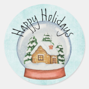 Waldgebiet CAbin Holiday Snow Globe Runder Aufkleber