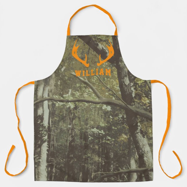 Waldgebiet Camouflage Muster Orange Deer Antlers Schürze (Vorderseite)