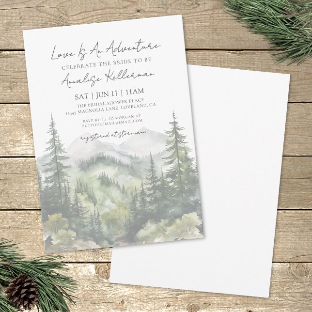 Waldgebirgsabenteuergebirge Brautparty Einladung (Forest Mountain Adventure Bridal Shower Invitation)