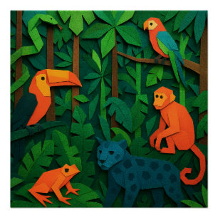 Waldgefaltete Tiere – Tropische Dschungelwildnis Poster