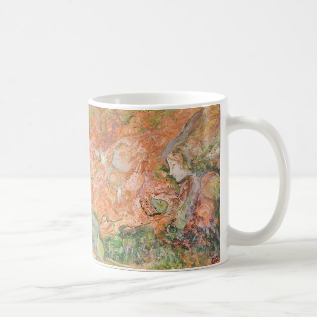 Waldgeist / Fee Original Kunst Orange Kaffeetasse (Rechts)