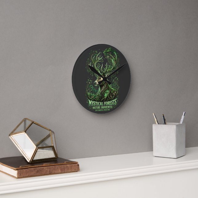Waldgeist Runde Wanduhr (Büro)