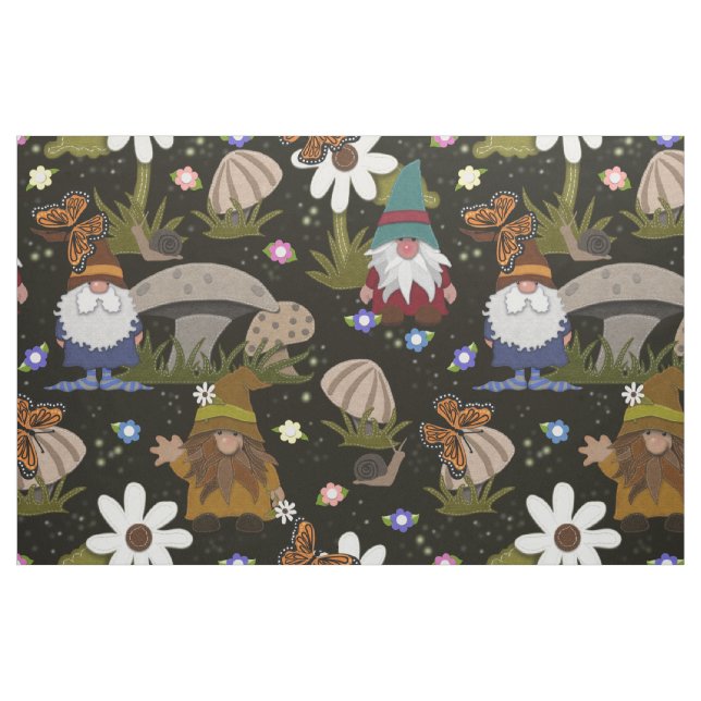 Waldgnomen Pilze und Schmetterlinge Stoff (Fat Quarter (45,7 x 55,9 cm))