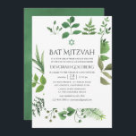 Waldgrün Bat Mitzvah Einladung<br><div class="desc">Jasmine,  Efeu und Farne wilde Waldfledermaus mitzvah Einladung mit handgeschriebener Typografie entwickelt,  um schnell und einfach auf Ihre Event-Spezifikationen angepasst werden.</div>