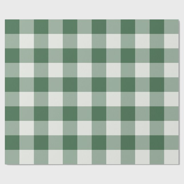 Waldgrün Buffalo Check Gingham Weihnachtskariert Geschenkpapier (Flach)