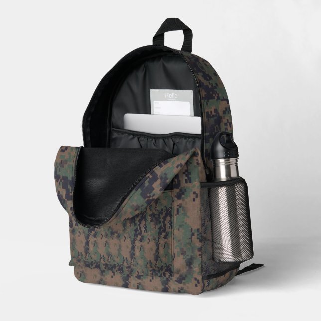 Waldgrün Digital-Tarnmuster Bedruckter Rucksack (Rückseitige Ecke links (Offen) )