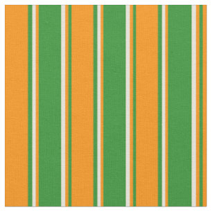 Waldgrün, dunkelorange und Beige Streifen Stoff