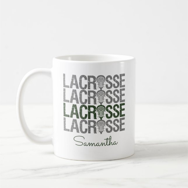 Waldgrün erschüttert Lacrosse Word Kaffeetasse (Links)