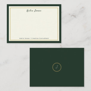 Waldgrün Gold Signature Monogramm Professional Mitteilungskarte