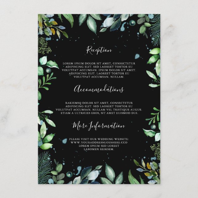 Waldgrün Hochzeitshilfsgast Begleitkarte (Vorderseite)