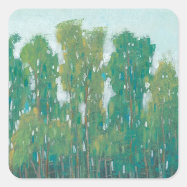 Waldgrün II Quadratischer Aufkleber (Vorderseite)