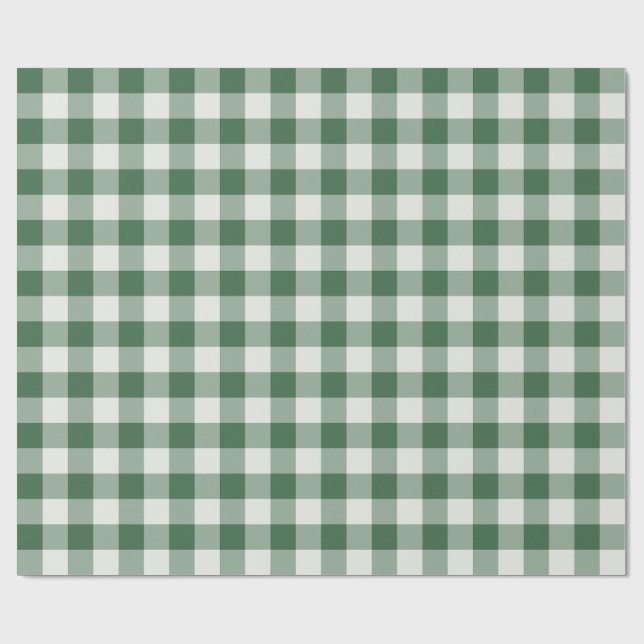 Waldgrün klassisch Gingham Karo Geschenkpapier (Flach)
