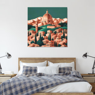 Waldgrün & Kupfer Italien AI-Kunst Leinwanddruck
