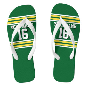 Waldgrün mit gelben weißen Streifen Team Jersey Flip Flops