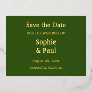 Waldgrün Save the Date Folie Einladungspostkarte