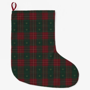 Waldgrün und Cranberry-Tartan-Haustierstrumpf Großer Weihnachtsstrumpf