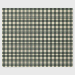 Waldgrün und cremefarbener Tartan-Schneeflocken Geschenkpapier