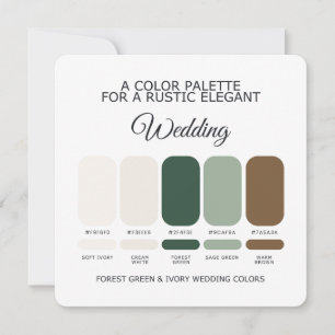 Waldgrün und Elfenbein Hochzeitsfarbpalette Karte
