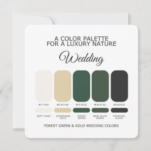 Waldgrün und Gold Hochzeit Farbpalette Karte