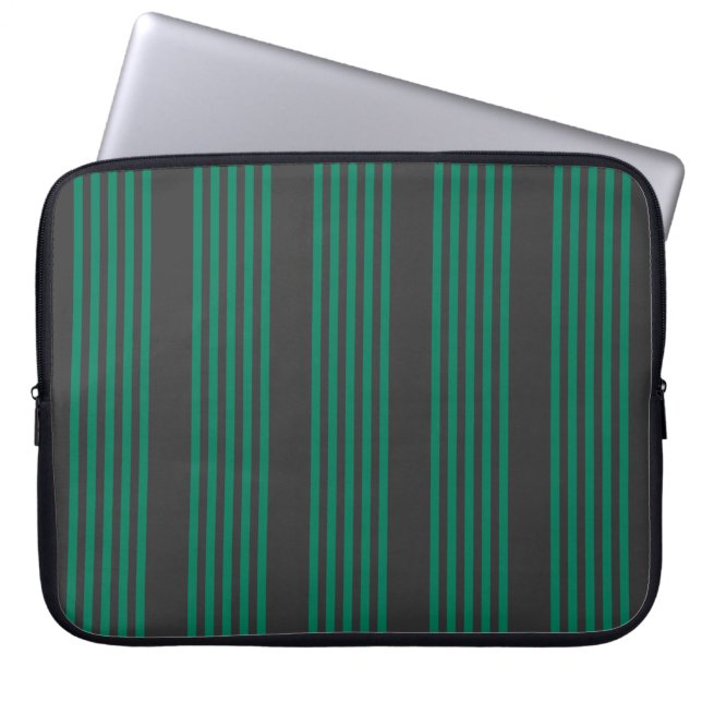 Waldgrün und Holzkohlefieber-Streifen Laptopschutzhülle (Vorderseite)