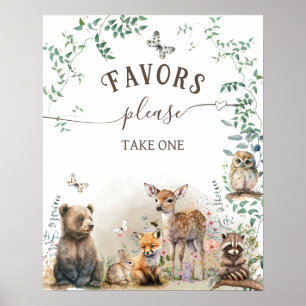 Waldgrün von Waldtieren Kinderdusche bevorzugt Poster