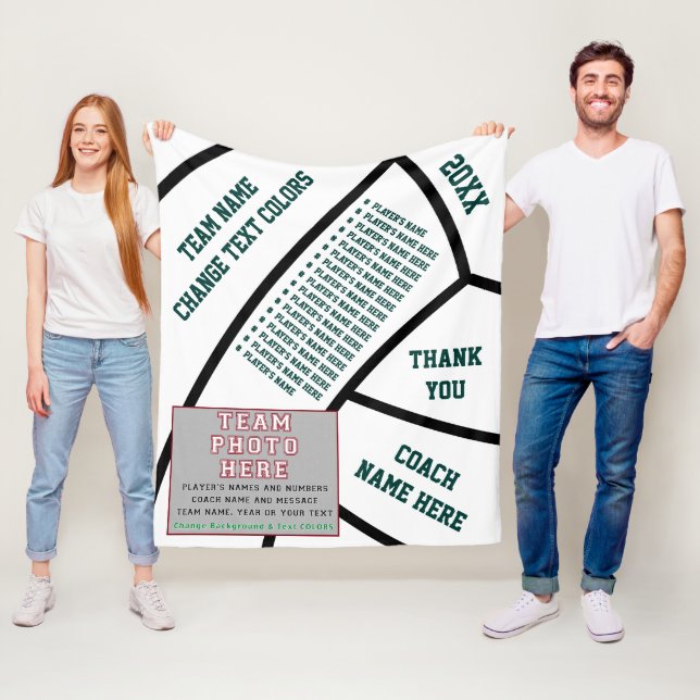 Waldgrün, Weiße Geschenke für Volleyball-Trainer Fleecedecke (Beispiel)