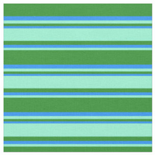 Waldgrüne, Aquamarine und blaue Streifen Stoff