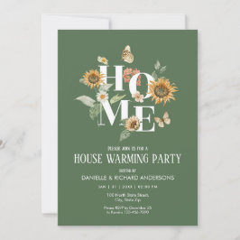Waldgrüne Blumen Blumen Haus-Einweihungsfeier Einladung