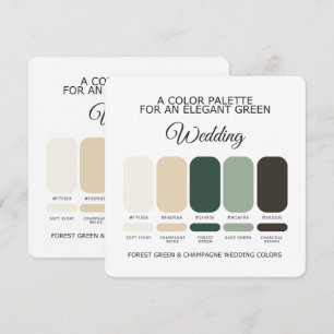 Waldgrüne Champagner-Hochzeitsfarbpalette Karte