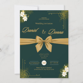 Waldgrüne Efeu-Ornament-Hochzeitseinladung Einladung