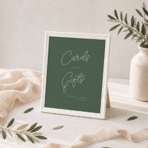 Waldgrüne elegante Karten- und Geschenke-Tafel Poster