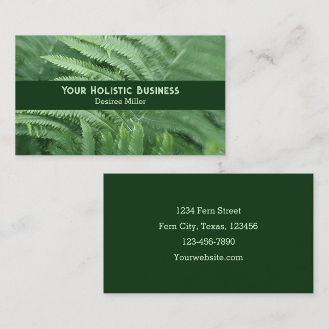 Waldgrüne Fern Blätter Holistische botanische Visitenkarte (Vorne/Hinten)