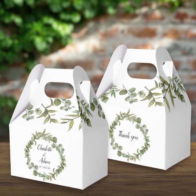 Waldgrüne Foliage Hochzeit Geschenkschachtel (Woodland Greenery Foliage Wedding Favor Box)