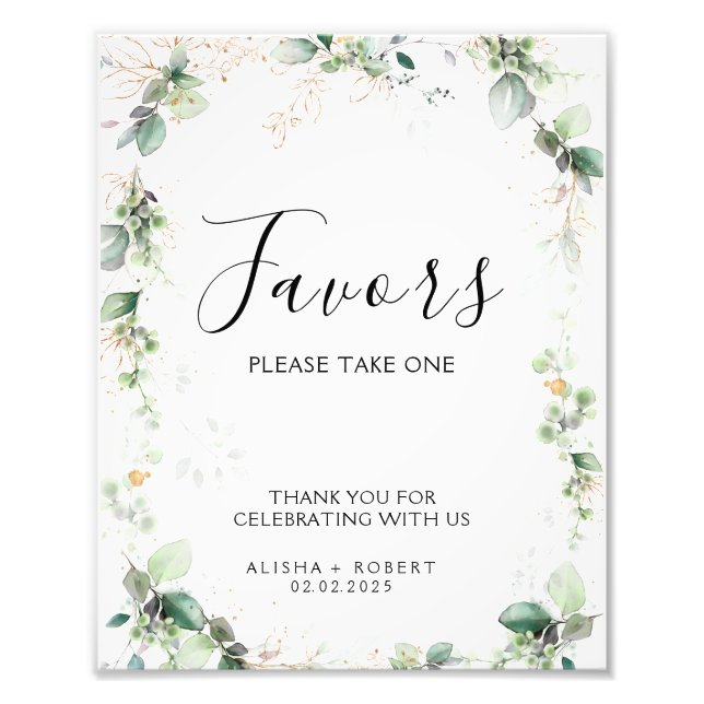 Waldgrüne Gastgeschenke Hochzeiten unterzeichnen Fotodruck (Vorne)