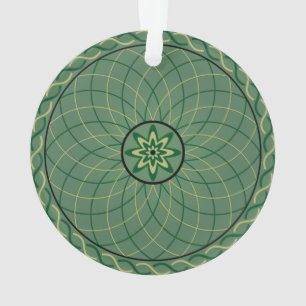 Waldgrüne geometrische Blume Ornament