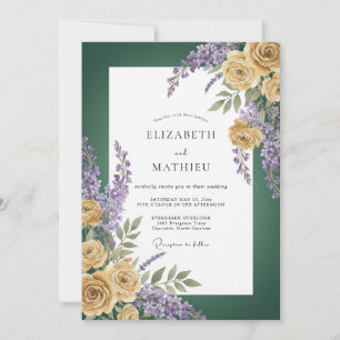 Waldgrüne goldene Rosenhochzeit Einladung