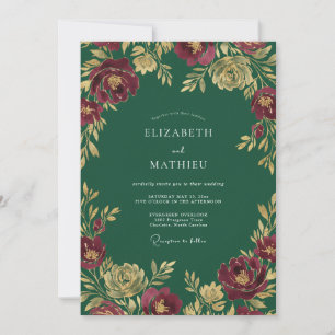 Waldgrüne großartige herbstliche Hochzeit Einladung